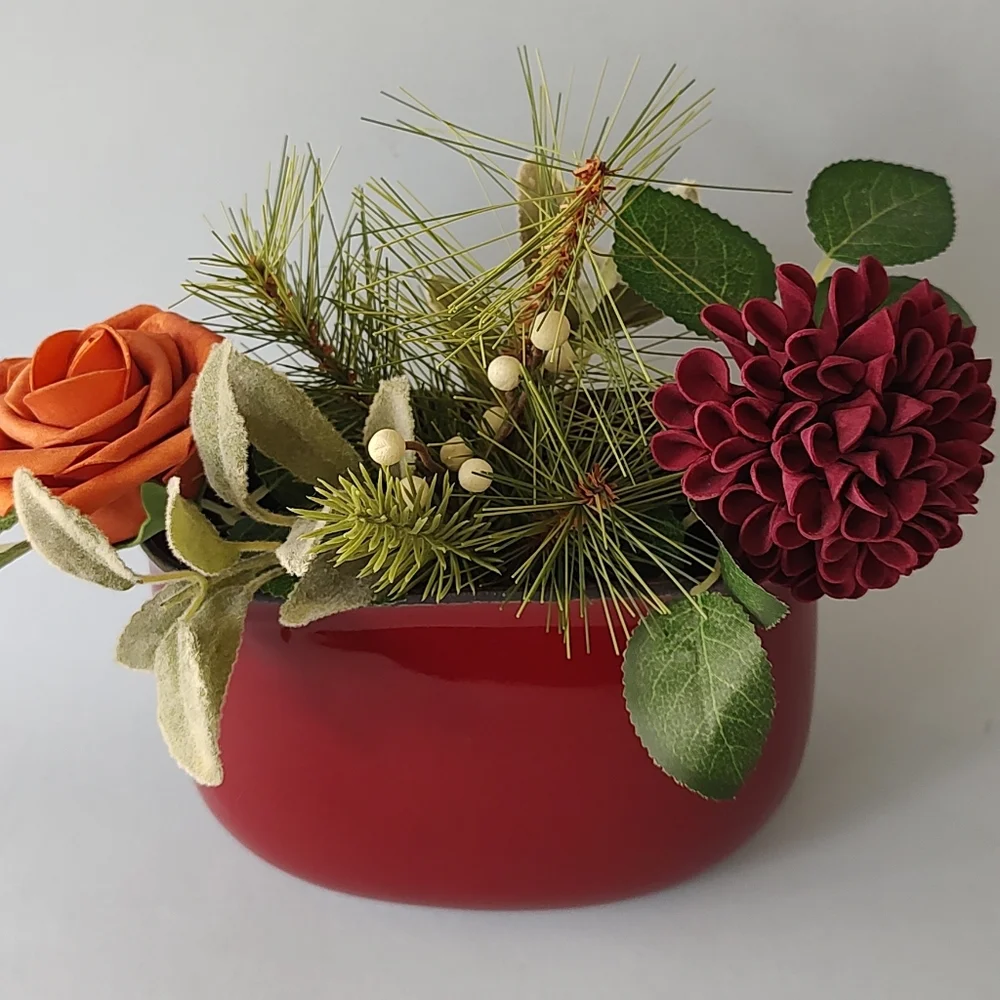 Vase Ceramic Decorative For Artificial Flowers Color Terracotta Shiny Heavy New
